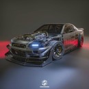 Incomplete R34 Nissan Skyline GT-R Sci-Fi mod rendering by Incomplete R34 Nissan Skyline GT-R Sci-Fi mod