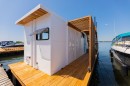 Eau Villa is a tiny house that floats, can be placed on a trailer, or on a regular foundation