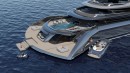 Indah megayacht concept includes an extendable beach club, has explorer capabilities