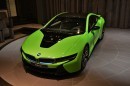 BMW i8 in Lime Green at BMW Abu Dhabi