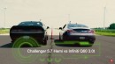 Infiniti Q60 3.0T vs Dodge Challenger R/T 5.7 Hemi drags and roll on Sam CarLegion
