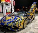 Rapper 50 Cent's custom-Versace wrap on his Lamborghini Aventador