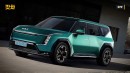 2024 Kia EV9 unofficial color palette rendering by Gotcha Cars