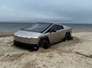 Tesla Cybertruck got stuck on a beach on Nantucket Island