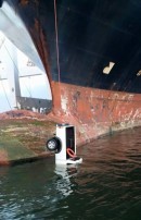 Toyota Truck Dangling off a Ship