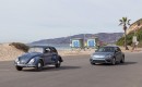The first and the last generation of the Volkswagen Beetle