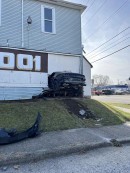 Ford Mustang GT crashed through the wall of a building in January