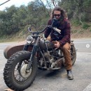 Jason Momoa takes his custom Knucklehead out for a ride