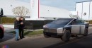The Cybertruck makes an appearance on Jay Leno's Garage, with Leno at the wheel and Musk riding shotgun