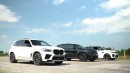 Jeep Grand Cherokee Trackhawk vs. BMW X5 M Competition vs. Range Rover Sport SVR drag race