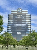 Jeep Wagoneer S image wraps the Stellantis tower in Michigan