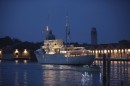 Shemara Classic Superyacht in Harbor at Night