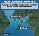 Romeo Dale McLaughlan rides a jet ski across the Irish Sea to visit with his new girlfriend