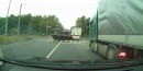 Russian military vehicle drifting and crashing into Skoda Yeti