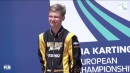 Artem Severiukhin on the podium at the FIA Karting European Championship