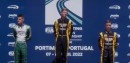 Artem Severiukhin on the podium at the FIA Karting European Championship