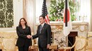 Kamala Harris meets the prime minister of Japan, Fumio Kishida, in the funeral of Shinzo Abe