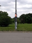 Streetlight pole equipped with EV charging station