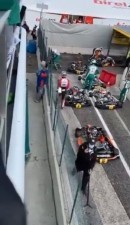 Luca Corberi attacks rival at the FIA World Karting Championship (in the background)