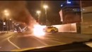 Kia EV6 crashes into a concrete barrier and burst into flames