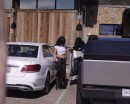 Kim Kardashian drives her Cybertruck to Starbucks