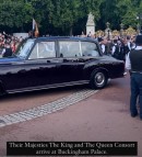 King Charles III and Queen Consort Camilla Arriving in Rolls-Royce Phantom VI