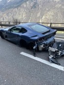 Christian Constantin's Ferrari 812 Superfast after a speeding, intoxicated Peugeot driver slammed into it