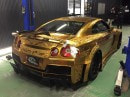 Gold Nissan GT-R with Metal Engraving