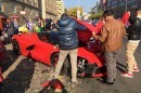 LaFerrari crash in Budapest: people covering car after accident