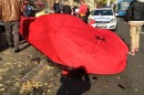 LaFerrari crash in Budapest: car covered after crash