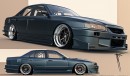 Lowered matte Nissan Skyline ER34 (25GT) with Tommykaira GT-R influences rendering by musartwork on Instagram