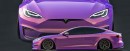 Laid Out Tesla Model S Plaid Metallic Purple rendering by musartwork