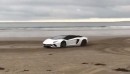 Lamborghini Aventador S beach drifting