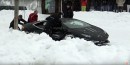 Lamborghini Academia snow drifting