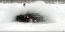 Lamborghini Academia snow drifting