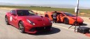 Lamborghini Aventador vs Ferrari F12 1/2-Mile Race