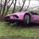 Huracan Performante pulled out of a ditch