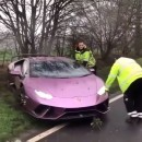 Huracan Performante pulled out of a ditch