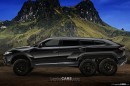 Lamborghini Urus Rendered With Tracks, 6 Wheels, and Crazy Limo Body