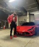 LaMelo Ball and his red Ferrari F8 Tributo