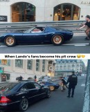Lando Norris' Lamborghini Miura needs to be pushed to start in Monaco, and fans are happy to help