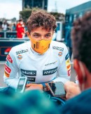 Lando Norris with his blue-strap Richard Mille that he was supposedly mugged of after the Euro 2020 final