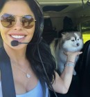 Lauren Sanchez and Her Dog in Helicopter