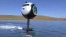 Stratosfera is a carbon fiber sphere that can travel on water, by air and even on land, with the proper modifications