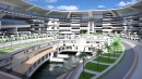 Pangeos, a floating city with a rooftop mall and garden