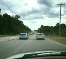 Toyota Prius models on both lanes