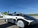 Musician Jean-Michel Jarre is the first civilian to make an intercity flight on the flying car AirCar