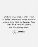 Mercedes-AMG Petronas Withdraws Appeal