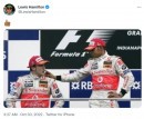 Lewis Hamilton Twitter Response to Fernando Alonso's Comments