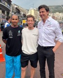 Shaun White, Lewis Hamilton, and Toto Wolff at Monaco GP
